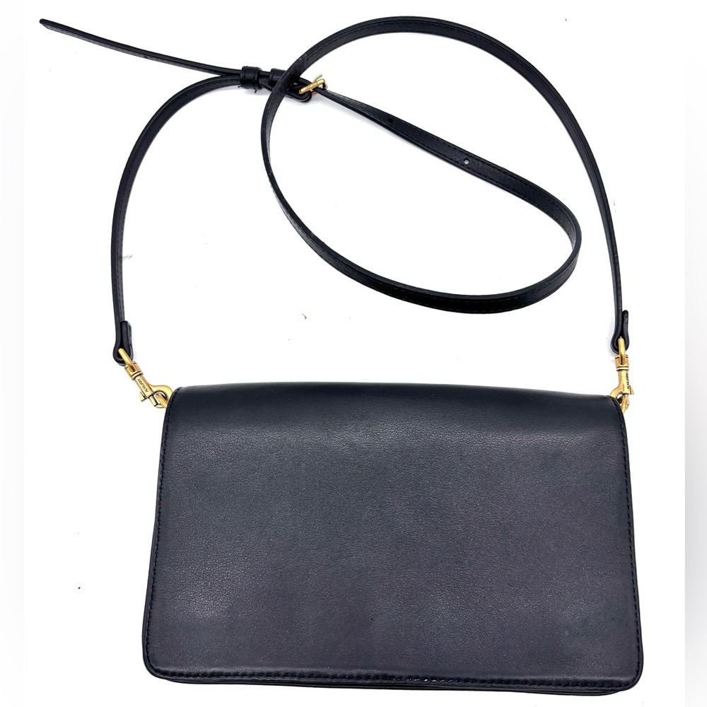 Auxiliary Black Leather Shoulder Bag